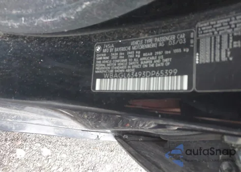 2003 BMW 745I z USA, uszkodzony, nr VIN WBAGL63493DP65399